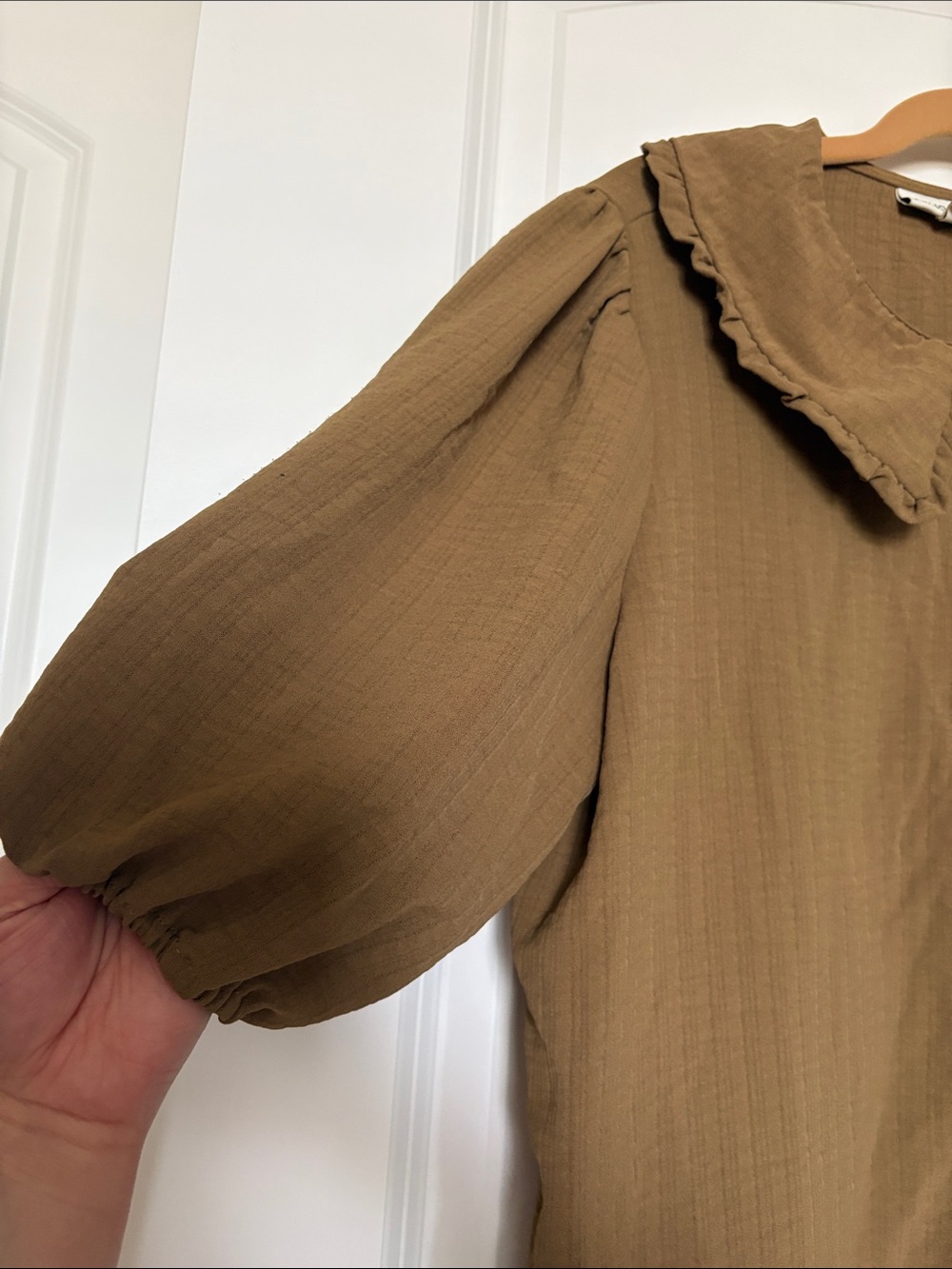 Peter Pan Collar Deep Olive Blouse Cottagecore - Picture 4 of 4